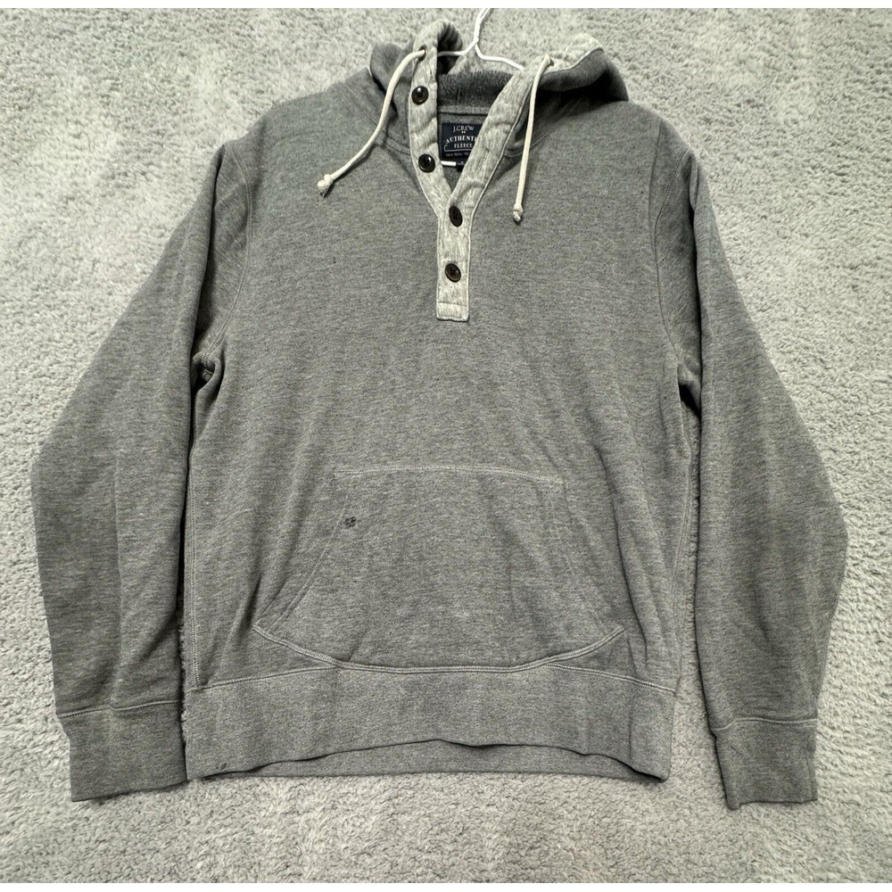 J Crew Authentic Fleece Sweater Button Hoodie Cotton Polyester‎ Outdoors Medium